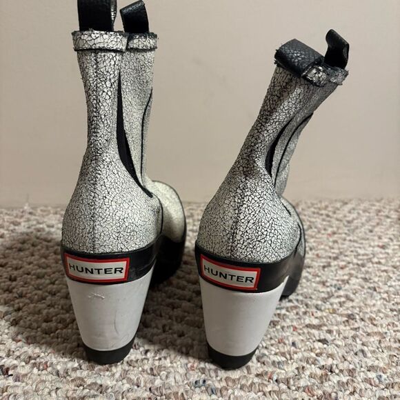 Hunter White Crackle Platform Wedge Chelsea Boot- Size 9 - Picture 6 of 14